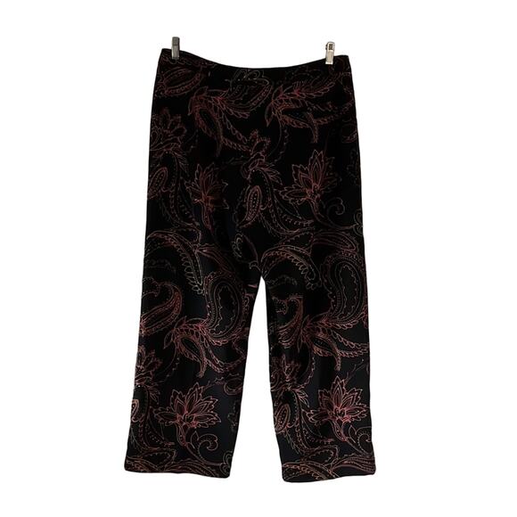 Hearts of Palm Black Paisley & Flower Print Pants Woman’s Size 16 - Picture 3 of 12